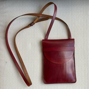 Handmade Red Leather Crossbody Bag